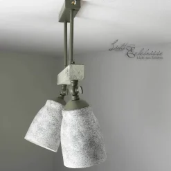 Wohnzimmerlampen|Holzlampen*Luminex Vintage Deckenlampe drehbar Shabby Weiß Taupe AGAP