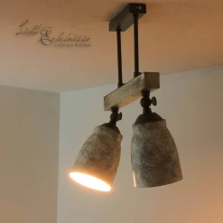 Wohnzimmerlampen|Holzlampen*Luminex Vintage Deckenlampe drehbar Shabby Weiß Taupe AGAP