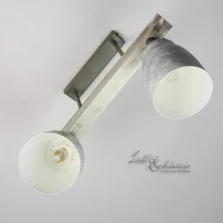 Wohnzimmerlampen|Holzlampen*Luminex Vintage Deckenlampe drehbar Shabby Weiß Taupe AGAP