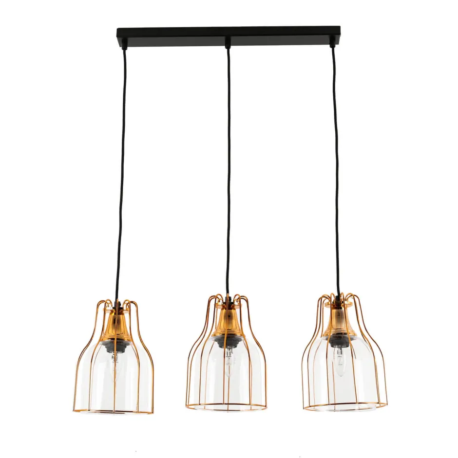 Luminex Vintage Hängeleuchte ARIA Kupfer 3-flmg max. T:1m< Hängelampen|Esszimmer Lampen