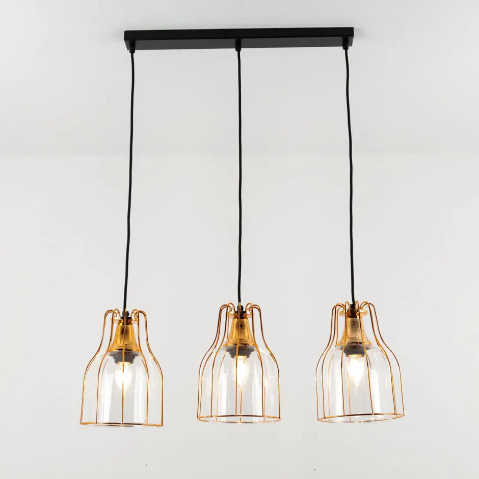 Luminex Vintage Hängeleuchte ARIA Kupfer 3-flmg max. T:1m< Hängelampen|Esszimmer Lampen