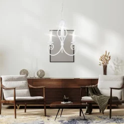 Belis Vintage Kronleuchter Metall Weiß E14 B:36 cm Kerzen< Hängelampen|Wohnzimmerlampen