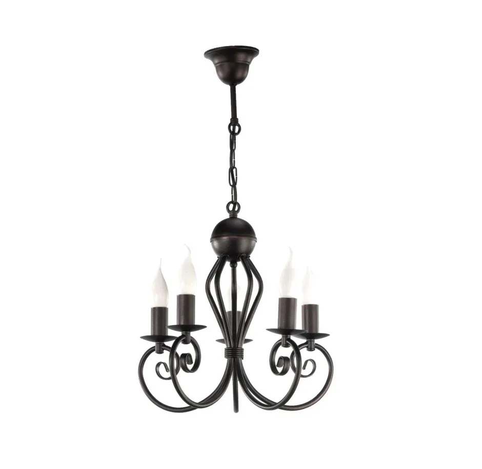 Hängelampen|Bürolampen*Belis Vintage Kronleuchter Schwarz E14 5-flammig Klassisch