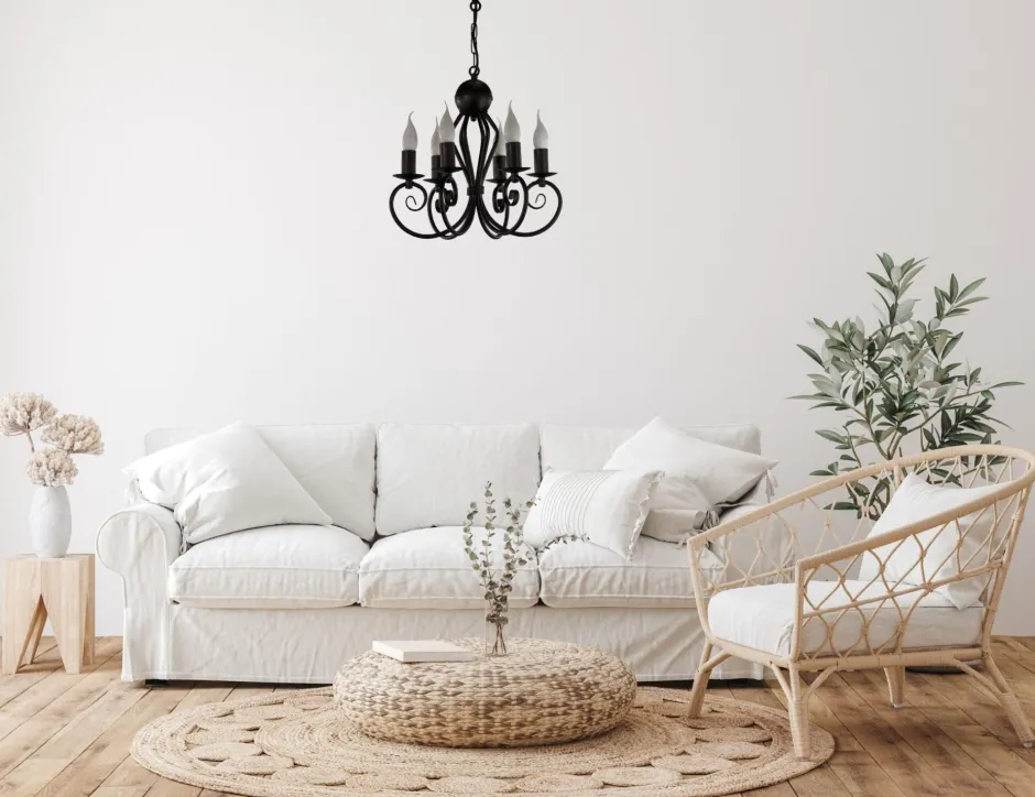 Hängelampen|Bürolampen*Belis Vintage Kronleuchter Schwarz E14 6-flammig Klassisch