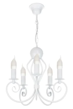 Belis Vintage Kronleuchter Weiß E14 5-flammig Klassisch< Wohnzimmerlampen|Metall Lampen