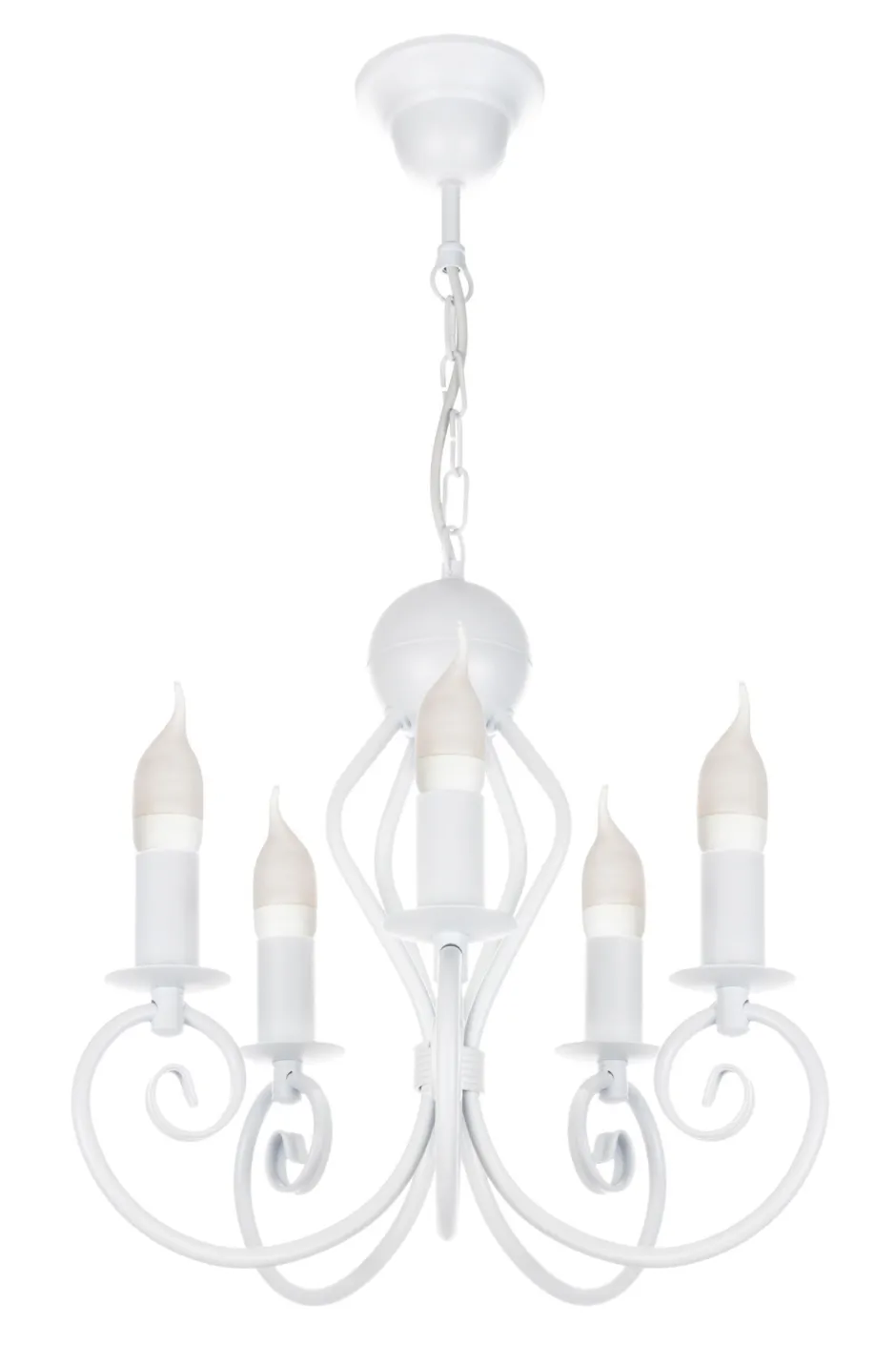 Belis Vintage Kronleuchter Weiß E14 5-flammig Klassisch< Wohnzimmerlampen|Metall Lampen