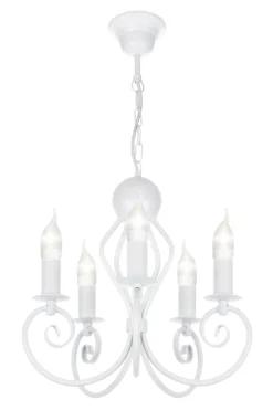 Belis Vintage Kronleuchter Weiß E14 5-flammig Klassisch< Wohnzimmerlampen|Metall Lampen