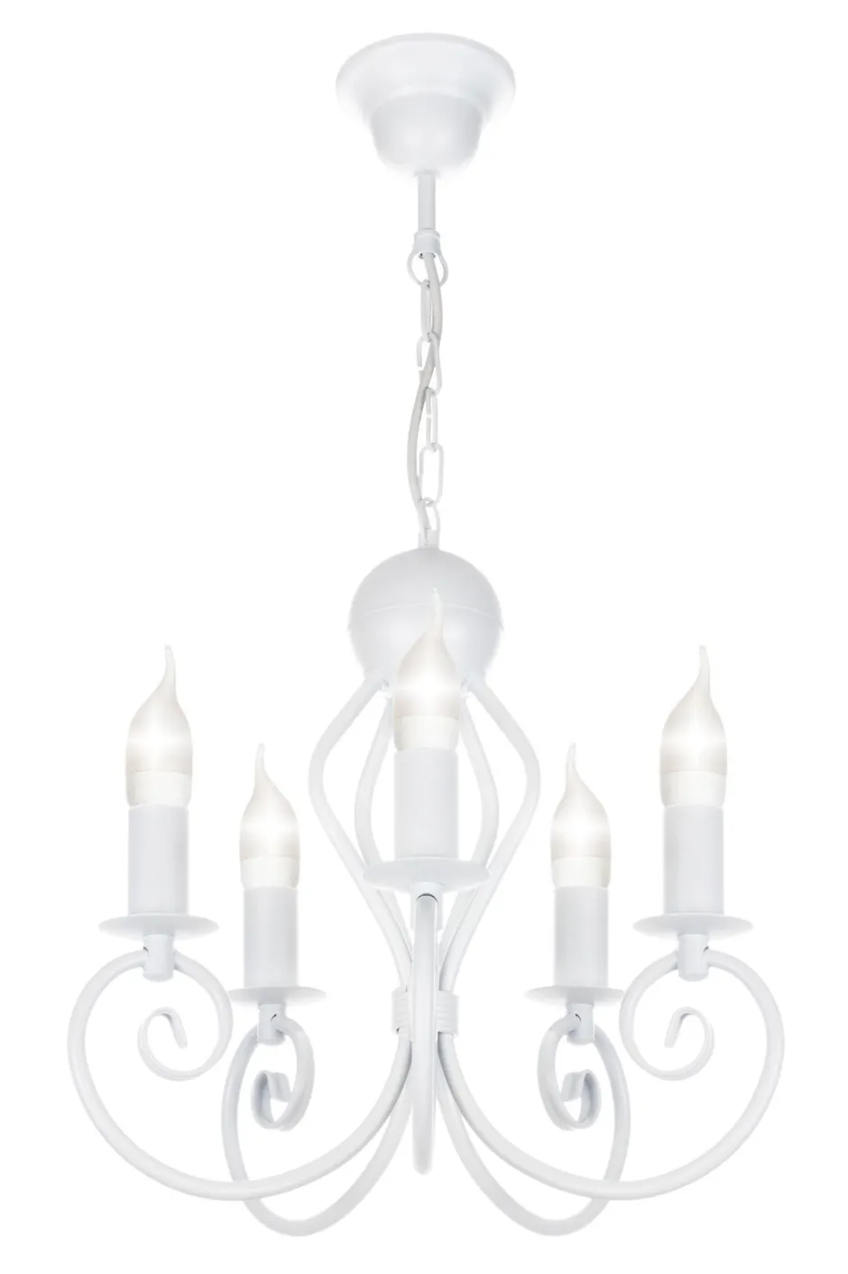 Belis Vintage Kronleuchter Weiß E14 5-flammig Klassisch< Wohnzimmerlampen|Metall Lampen