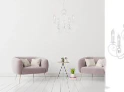 Belis Vintage Kronleuchter Weiß E14 5-flammig Klassisch< Wohnzimmerlampen|Metall Lampen