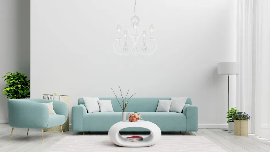 Belis Vintage Kronleuchter Weiß E14 5-flammig Klassisch< Wohnzimmerlampen|Metall Lampen