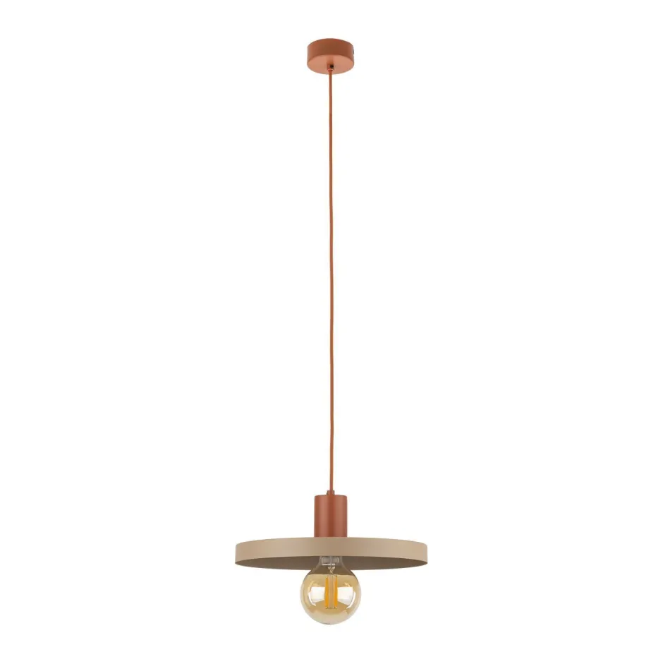 Hängelampen|Bürolampen*TK Lighting Vintage Pendelleuchte E27 Ø30 cm in Ziegelrot Sandgrau
