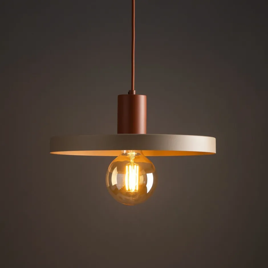 Hängelampen|Bürolampen*TK Lighting Vintage Pendelleuchte E27 Ø30 cm in Ziegelrot Sandgrau