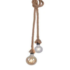 Hängelampen|Bürolampen*Just Light Vintage Pendelleuchte E27 2-flammig Ø10 cm Tau Seil