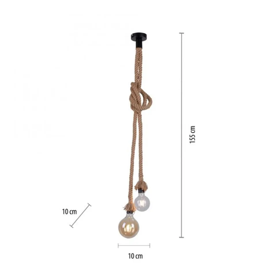 Hängelampen|Bürolampen*Just Light Vintage Pendelleuchte E27 2-flammig Ø10 cm Tau Seil