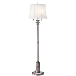 Wohnzimmerlampen|Stofflampen*Elstead Vintage Stehlampe JOHA in Nickel 158cm Bodenlampe