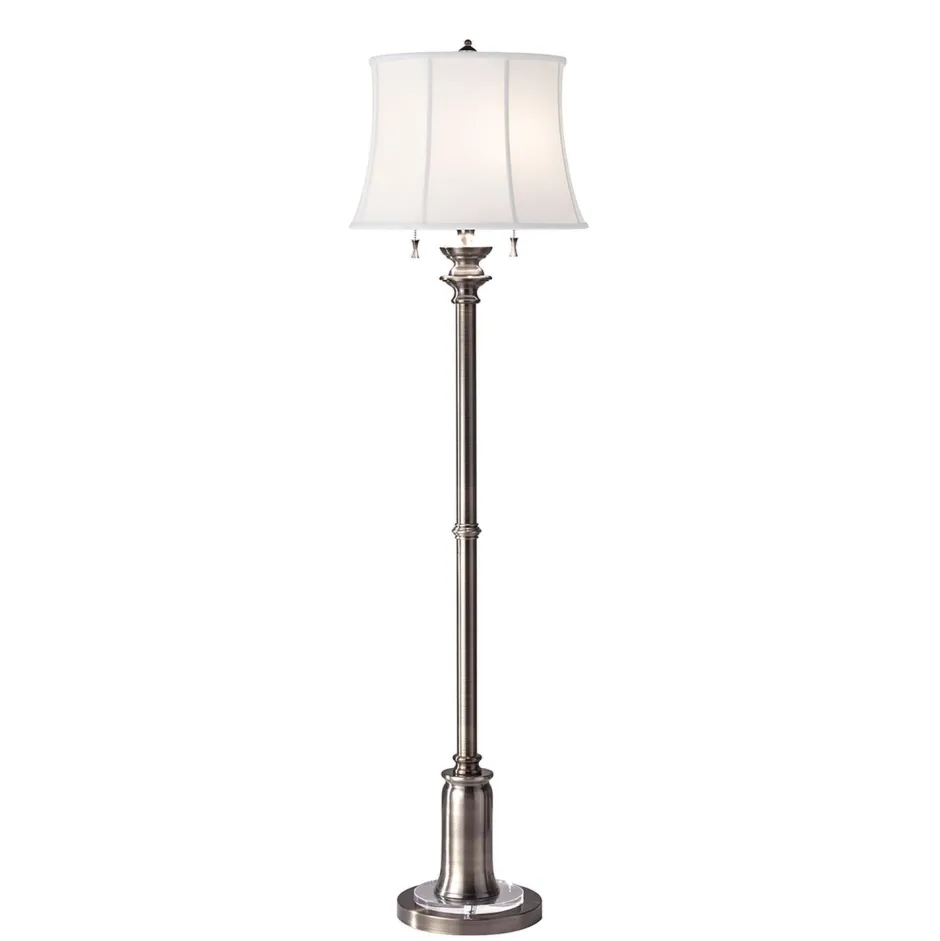 Wohnzimmerlampen|Stofflampen*Elstead Vintage Stehlampe JOHA in Nickel 158cm Bodenlampe