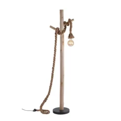 Wohnzimmerlampen|Metall Lampen*Just Light Vintage Stehleuchte E27 bis 15 W 150 cm Holz Tau Seil