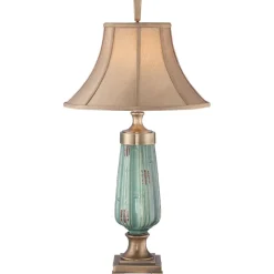 Tischlampen|Schlafzimmer Lampen*Elstead Vintage Tischlampe Keramik Grün Beige H:86cm
