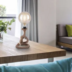 Just Light Vintage Tischleuchte E27 bis 15 W 33 cm Tau Seil< Wohnzimmerlampen|Schlafzimmer Lampen