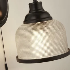 Wandleuchten*Searchlight Vintage Wandlampe mit Schalter H: 24,5 cm E27 Schwarz