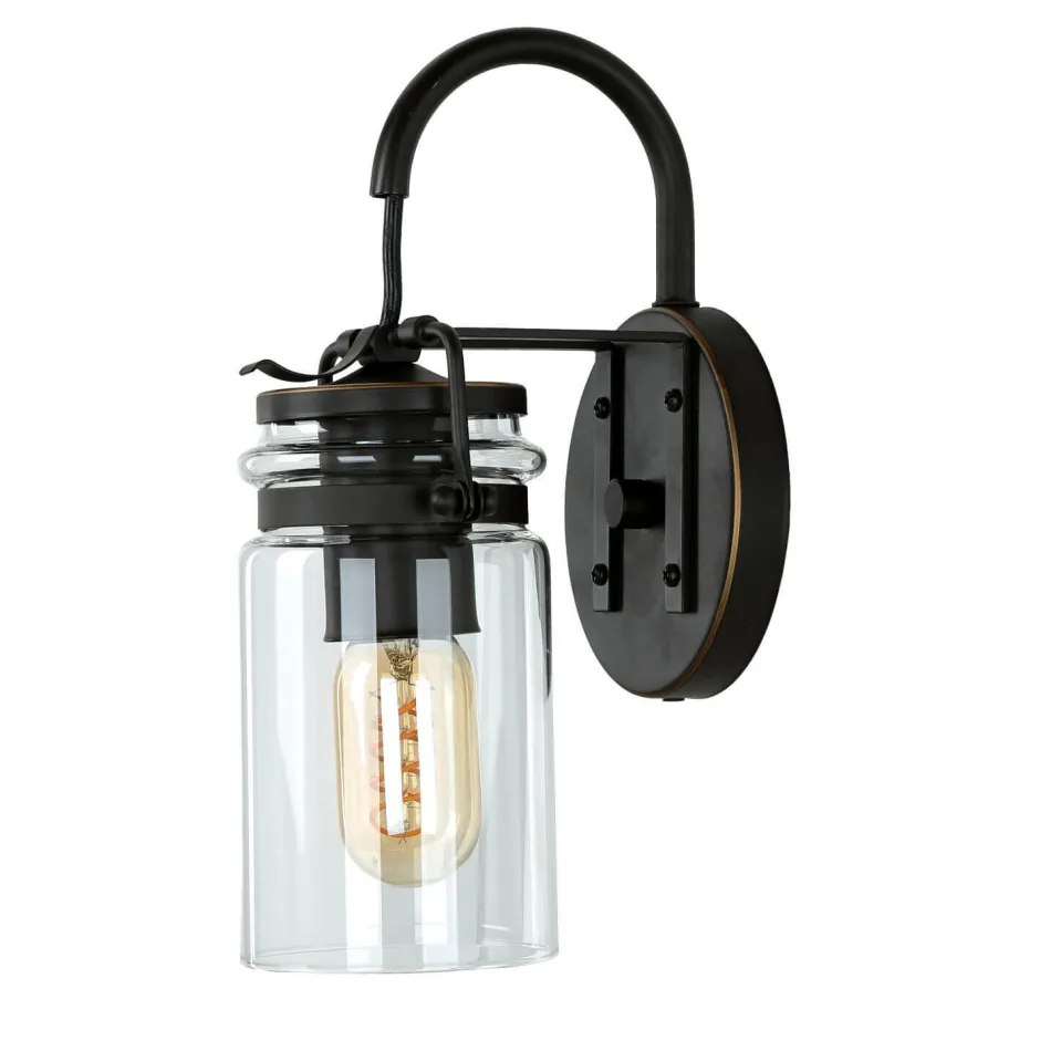 Elstead Vintage Wandleuchte Industrie Design Glas Schirm< Glaslampen|Designerlampen