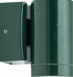 Lido Wand Außenleuchte Echt-Messing H: 10 cm IP64 Grün GU10< Metall Lampen|Messinglampen