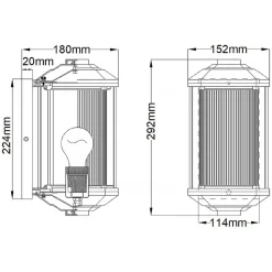 Außenwandleuchten|Retro Lampen*Elstead Wand Außenleuchte klein H: 29,2 cm Alu Glas E27 IP44 Retro