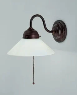 Wohnzimmerlampen|Küchenlampen*Berliner Messingleuchten Wandlampe Antik Messing Glas Zugschalter E27 Jugendstil