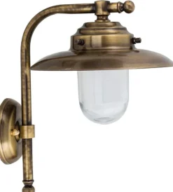 Lido Wandlampe Außen aus Messing Glas Haustür Maritim< Außenwandleuchten|Rustikale Lampen