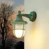 Lido Wandlampe außen E27 IP64 Grün antik Glas Echt-Messing< Außenwandleuchten|Rustikale Lampen