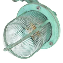 Lido Wandlampe außen E27 IP64 Grün antik Glas Echt-Messing< Außenwandleuchten|Rustikale Lampen