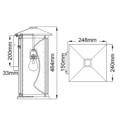 Metall Lampen|Vintage Lampen*Elstead Wandlampe außen E27 IP44 H: 46,4 cm Schwarz Weiß