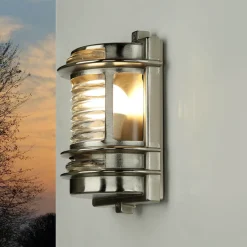Lido Wandlampe Außen Glas Messing in Nickel Maritim IP64< Metall Lampen|Messinglampen