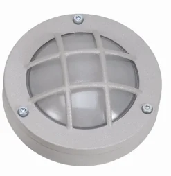 Außenwandleuchten|Feuchtraumleuchten*Lido Wandlampe außen Grau Echt-Messing rund D: 14 cm IP64