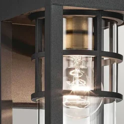 Elstead Wandlampe außen H: 33 cm IP44 Schwarz E27 eckig klein< Stofflampen|Rustikale Lampen