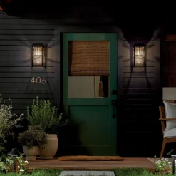 Elstead Wandlampe außen H: 33 cm IP44 Schwarz E27 eckig klein< Stofflampen|Rustikale Lampen