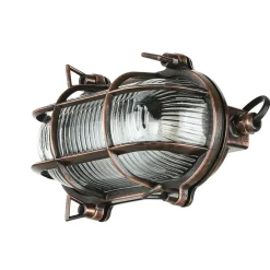 Rustikale Lampen|Metall Lampen*Lido Wandlampe Außen Kupfer Echt-Messing oval IP64