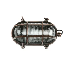 Rustikale Lampen|Metall Lampen*Lido Wandlampe Außen Kupfer Echt-Messing oval IP64