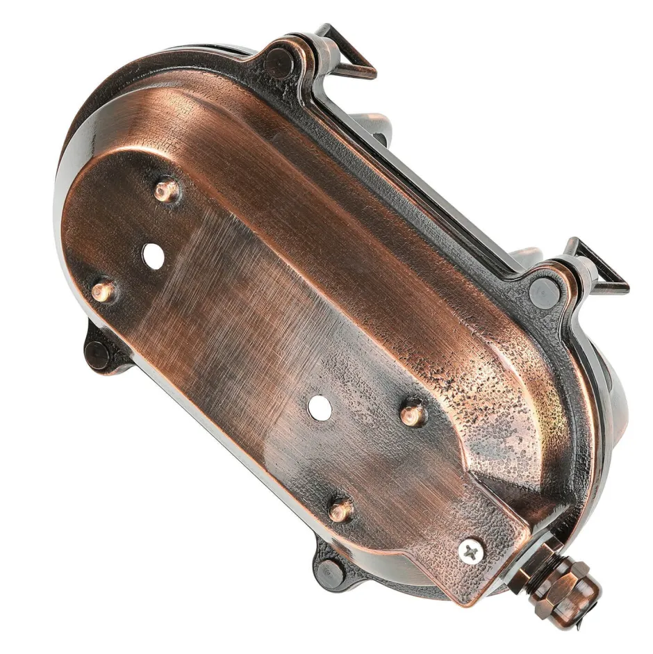 Rustikale Lampen|Metall Lampen*Lido Wandlampe Außen Kupfer Echt-Messing oval IP64