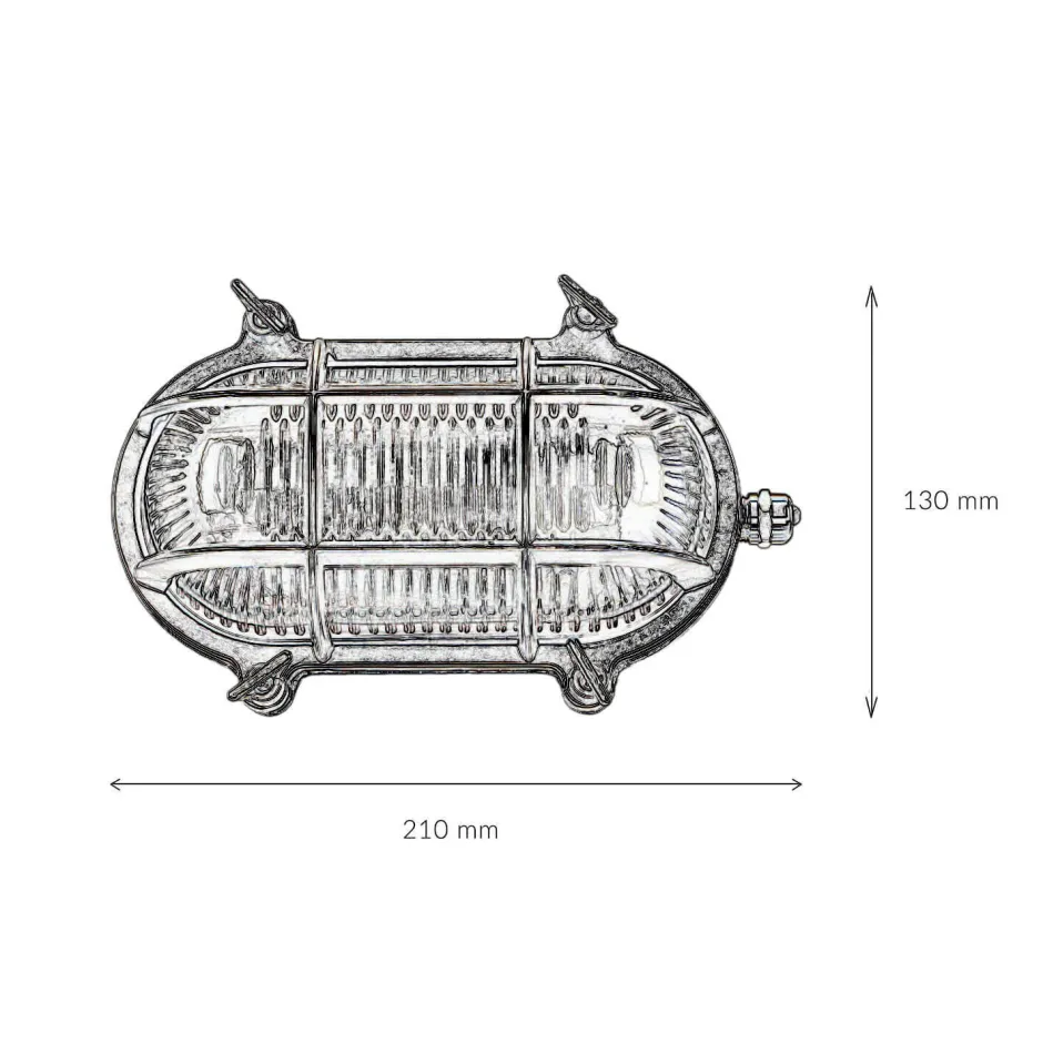 Rustikale Lampen|Metall Lampen*Lido Wandlampe Außen Kupfer Echt-Messing oval IP64