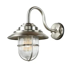 Metall Lampen|Messinglampen*Lido Wandlampe Außen Maritim Messing Riffelglas IP64 Hof