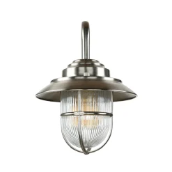 Metall Lampen|Messinglampen*Lido Wandlampe Außen Maritim Messing Riffelglas IP64 Hof