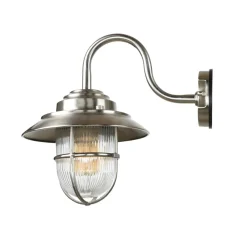 Metall Lampen|Messinglampen*Lido Wandlampe Außen Maritim Messing Riffelglas IP64 Hof