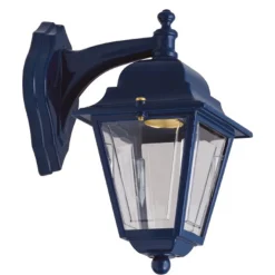 Außenwandleuchten|Rustikale Lampen*Lido Wandlampe außen Messing E27 IP43 H: 26 cm Blau Rustikal