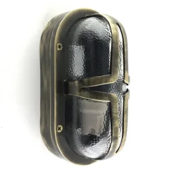 Außenwandleuchten|Feuchtraumleuchten*Andromeda Wandlampe außen Messing Glas 23 cm breit IP64 E27 Maritim