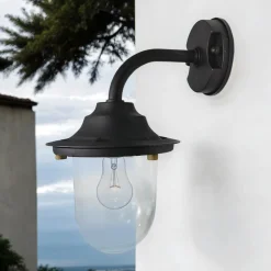 Metall Lampen|Messinglampen*Lido Wandlampe außen Messing Glas E27 IP64 30 cm hoch