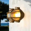 Metall Lampen|Messinglampen*Lido Wandlampe Außen Messing Glas Haus oval Maritim