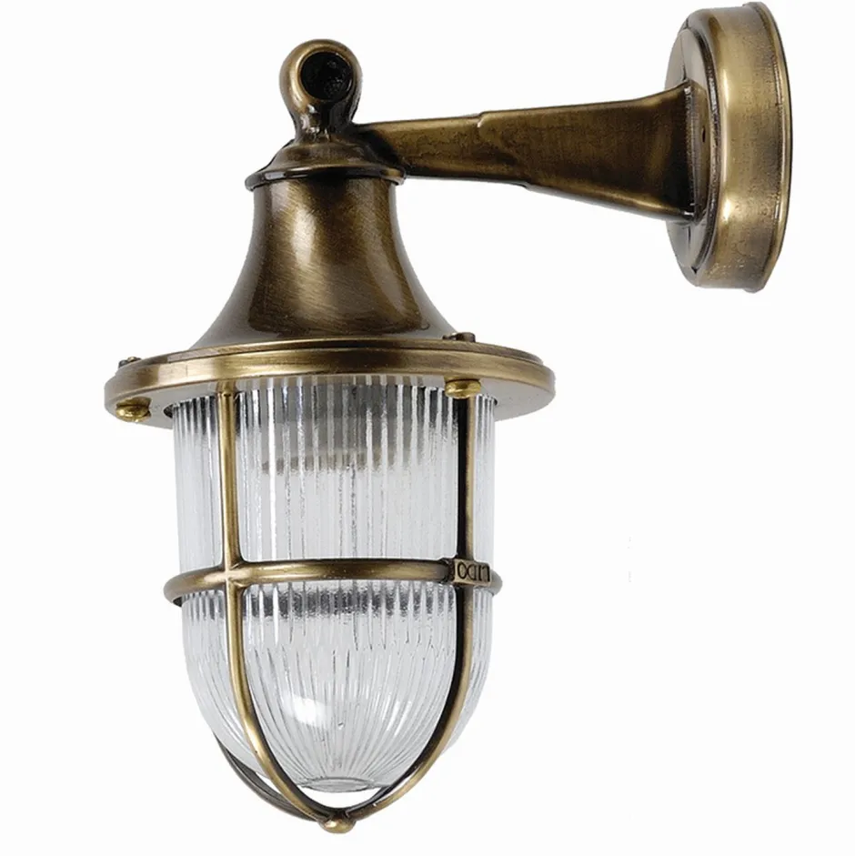 Außenleuchten Antik|Außenwandleuchten*Lido Wandlampe außen Messing Glas E27 IP64 27 cm hoch in Antik