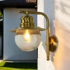 Lido Wandlampe Außen Messing Glas Maritim Hof PELLA< Außenwandleuchten|Rustikale Lampen