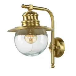 Lido Wandlampe Außen Messing Glas Maritim Hof PELLA< Außenwandleuchten|Rustikale Lampen